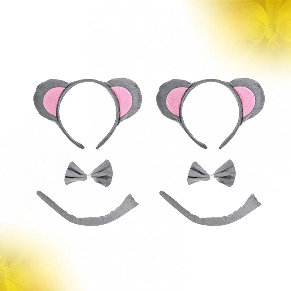 

2 Sets Children's Place Girls Clothes Mouse Ear Headband Costume Supplies Three Piece Suit Tail