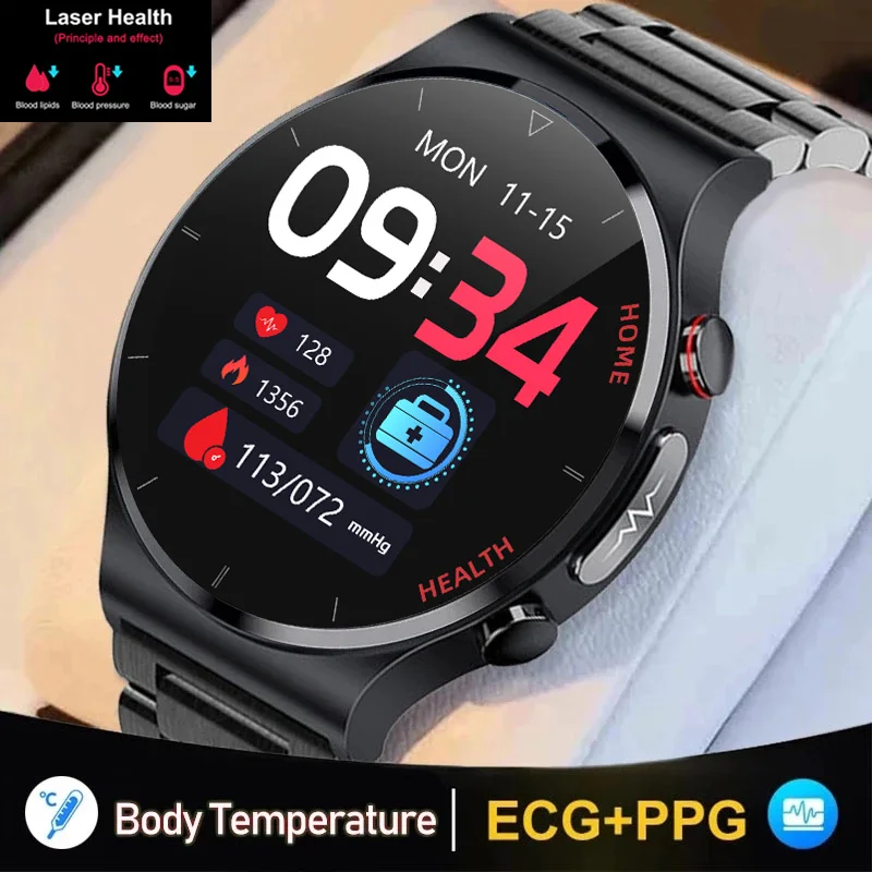 

For Samsung Xiaomi Huawei ECG+PPG Smart Watch Men Sangao Laser Health Rate Blood Pressure Watches IP68 Waterproof Smartwatch