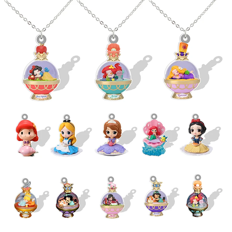 

Disney Princess 2D Dolls Necklace Resin Snow White Cinderella Aurora Ariel Merida Sofia Melody Alice Elena Tinker Bell Pendants