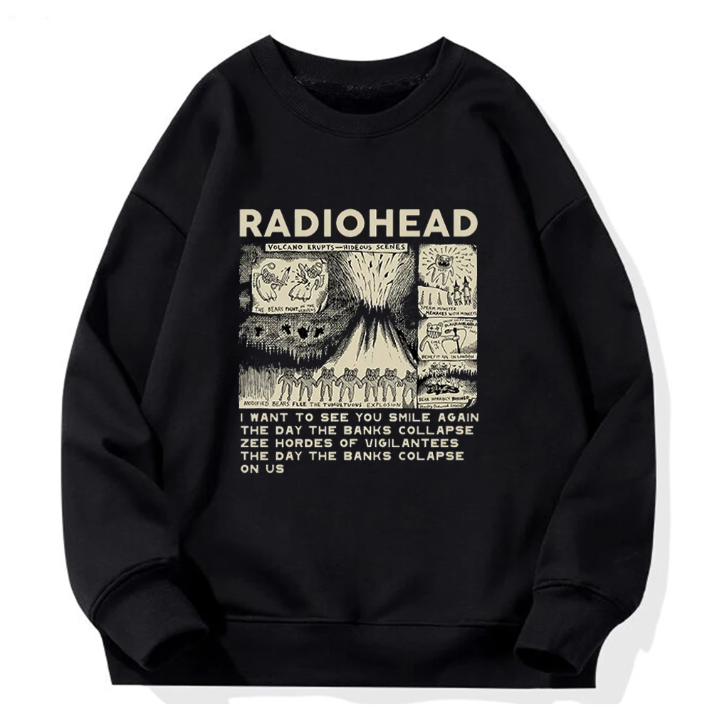 

Radiohead Sweatshirt Men Funny Retro Print Loose Breathable Tops Harajuku Unisex Hoodies Indie Rock Band Music Male O-neck Cloth