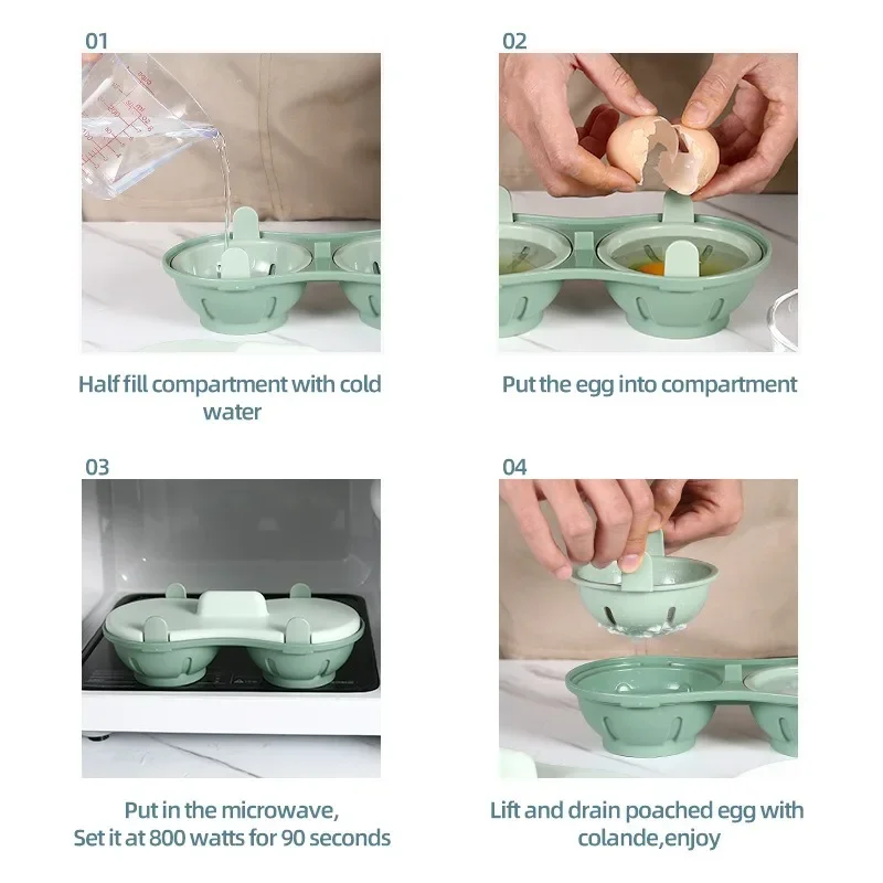 1 шт. микроволновая печь яйцо-браконьер 2 пластиковых сетки с крышкой яйцеварка