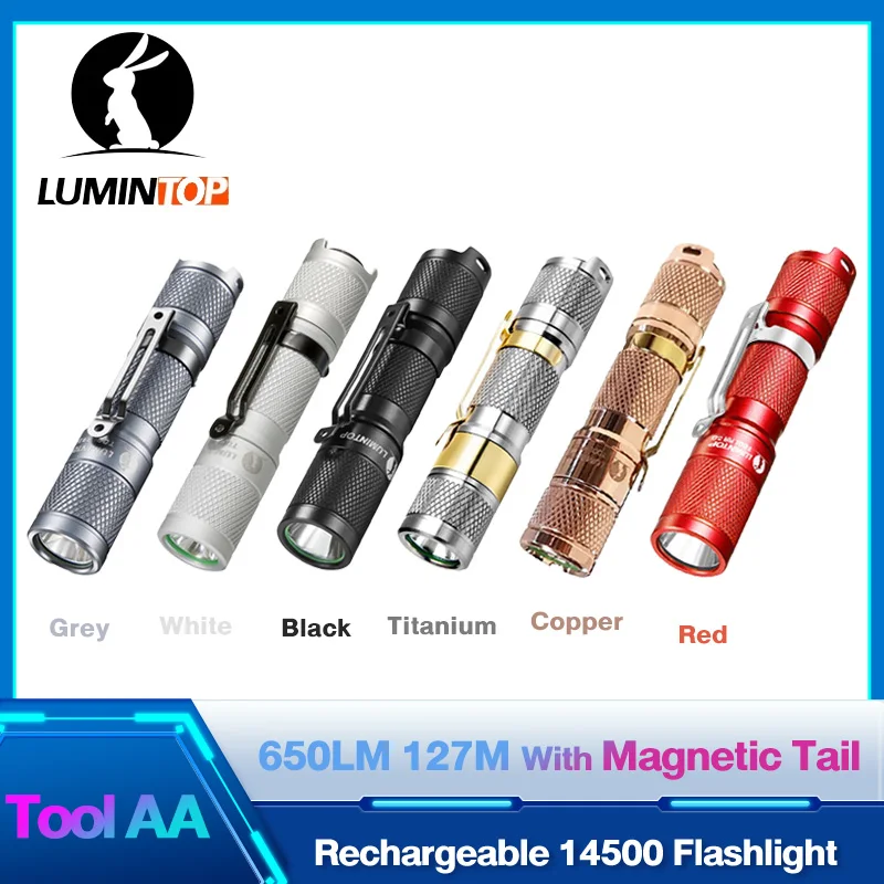 

EDC Self Defense Flashlight LED Torch Light 14500 Rechargeable Flashlight Camping lantern el feneri Lumintop Tool AA Flashlight