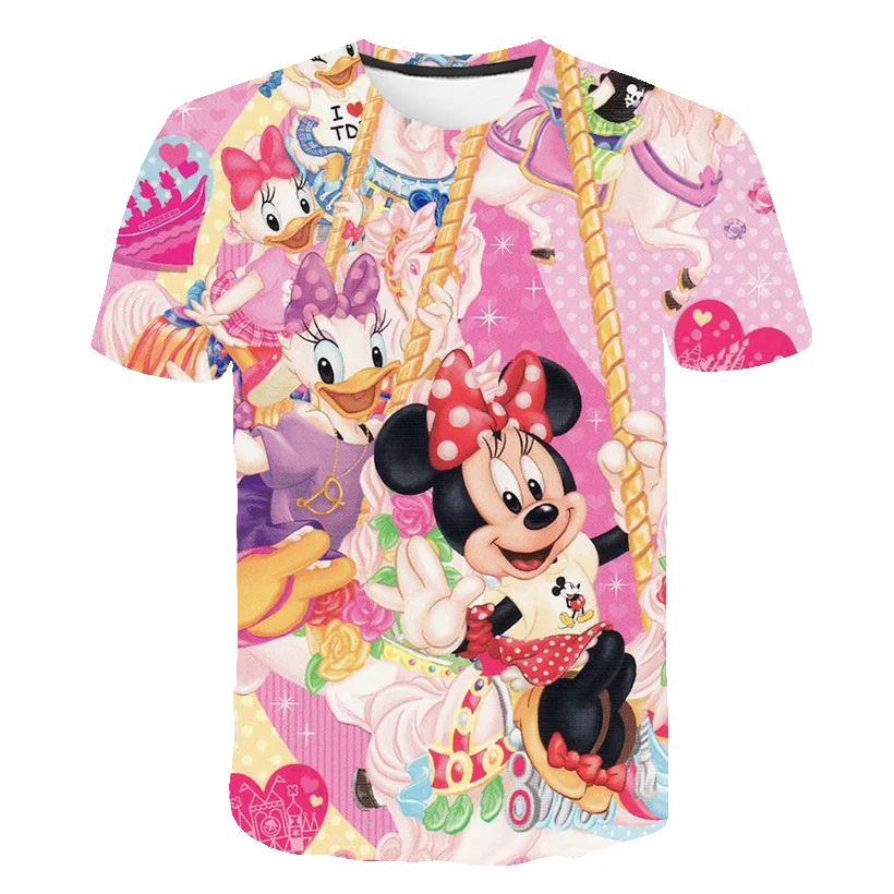 

Летние детские футболки для мальчиков и девочек с Микки Маусом, детские футболки с коротким рукавом, одежда, серия Disney, 3D Мультяшные топы, футболки