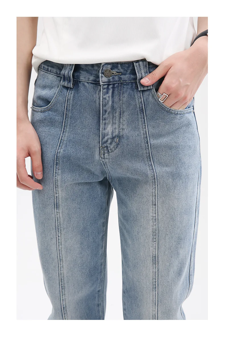 Men's Jeans Four Seasons Men's Korean Style Straight Slim Fit Zipper Design Hip Hop Streetwear Men's Designer Jeans Ins Hot Sale