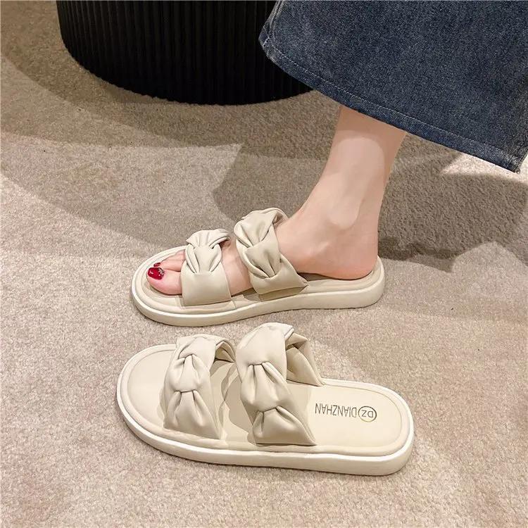 Shoes Slippers Flat Slides Fashion Slipers Women Shale Female Beach Low Luxury Summer 2023 Soft Rubber Sabot PU Rome Flat Shoes