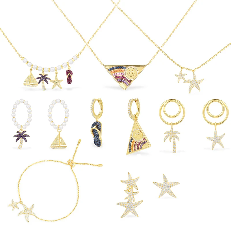 

LIDU 925 Sterling Silver 2022 June New Product Palm Tree Starfish Necklace Bracelet Earrings Ring Exquisite Jewelry