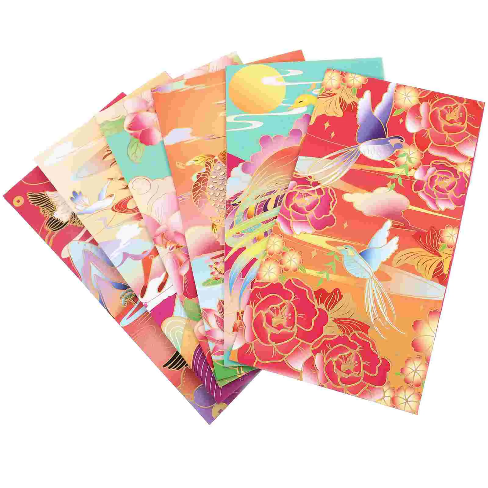 

6 Pcs Money Storage Pockets Cartoon Red Packet Traditional Envelope Spring Festival Paper