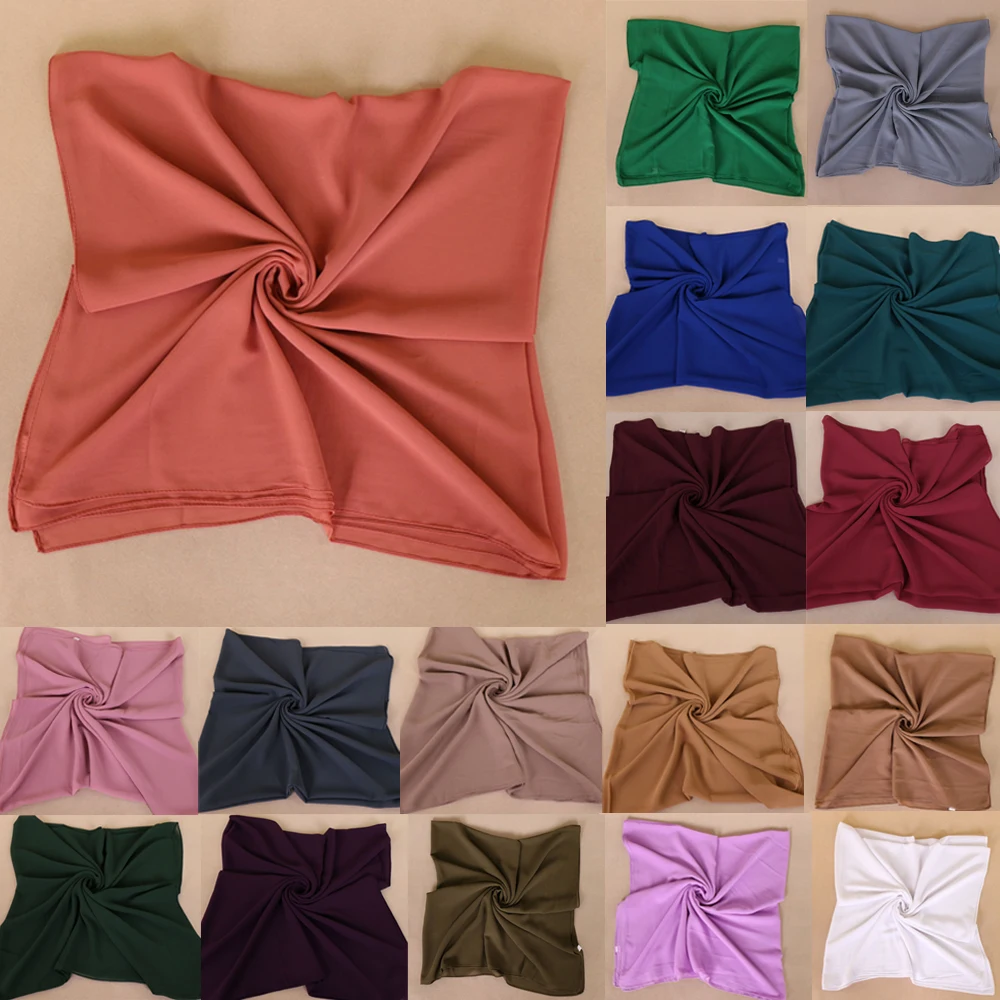 

115*115cm Bubble Pearl Chiffon Scarf Malaysia Bandana Women Muslim Hijab Square Scarves Solid Color Headscarf Shawls Wrap Stoles