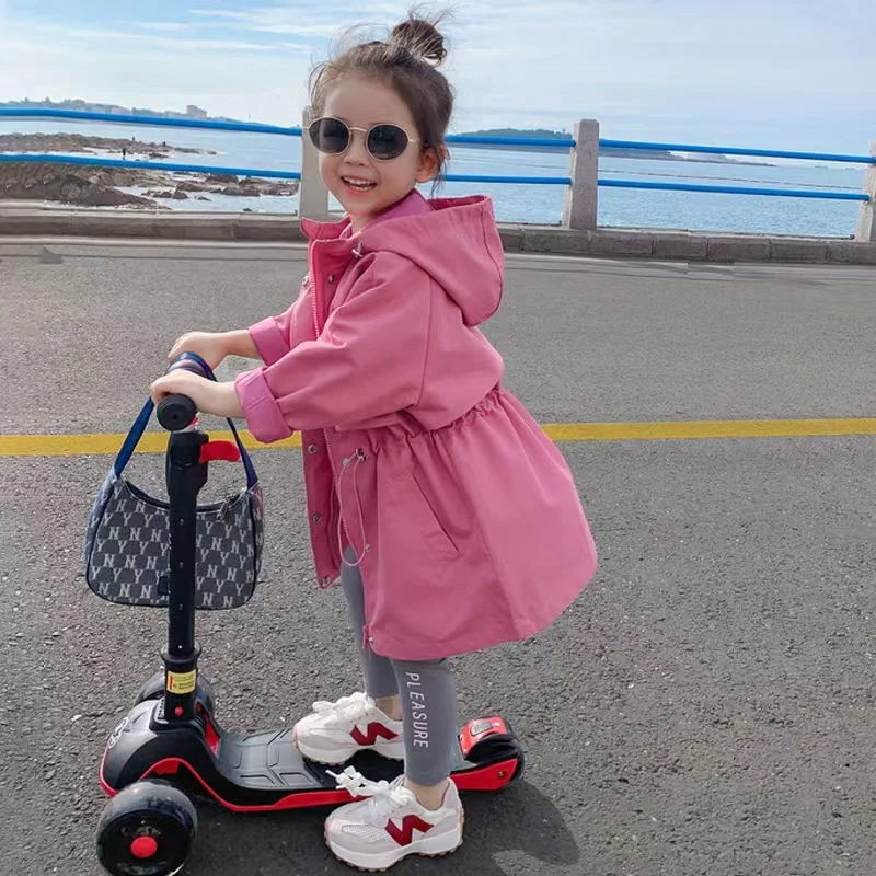 

Children's clothing girl windbreaker jackets 2022 new baby long section coat spring and autumn Korean casual outerwear