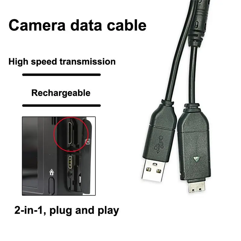 Фото USB-кабель для передачи данных для камер Samsung ES65, ES75, PL170, NV3, ES7: улучшенный кабель для быстрой передачи данных, идеально подходит для ежедневных задач по резервному копированию фотографий. №4