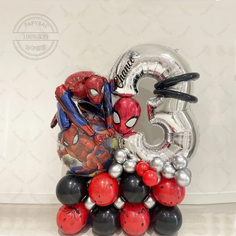 

34pcs Disney Super Hero Party Foil Balloons Red Black Latex Globos Spiderman Head Kids Boys Birthday Diy DecorsGifts Suppliess
