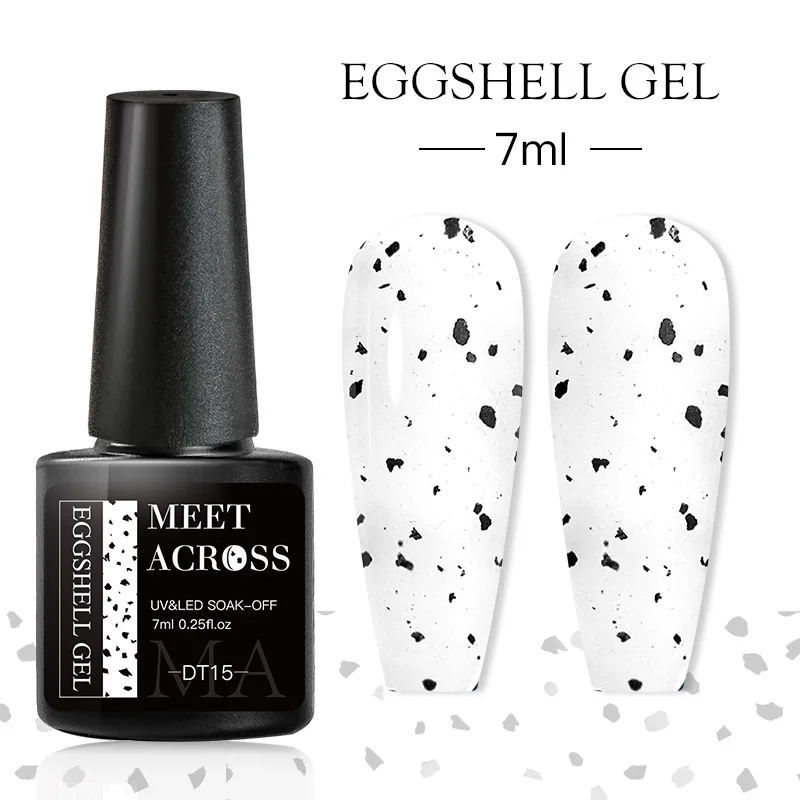 

MEET ACROSS 7ml Eggshell Effect Gel Nail Polish Soak Off UV LED Varnish Nail Art Black Dot Gel With Any Color Base