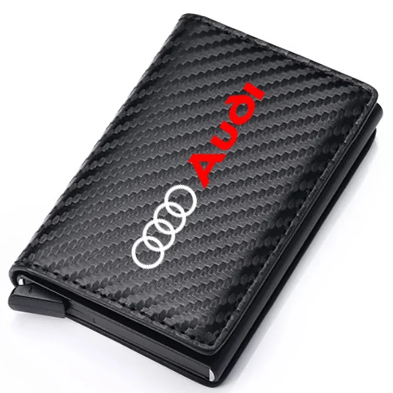 

Кожаный держатель для карт Rfid из углеродного волокна, карманные мужские кошельки, сумка для денег для Audi A1 A3 8P 8V A4 A5 A6 A7 A8 Q3 Q5 Q7 Q8 Sline TT