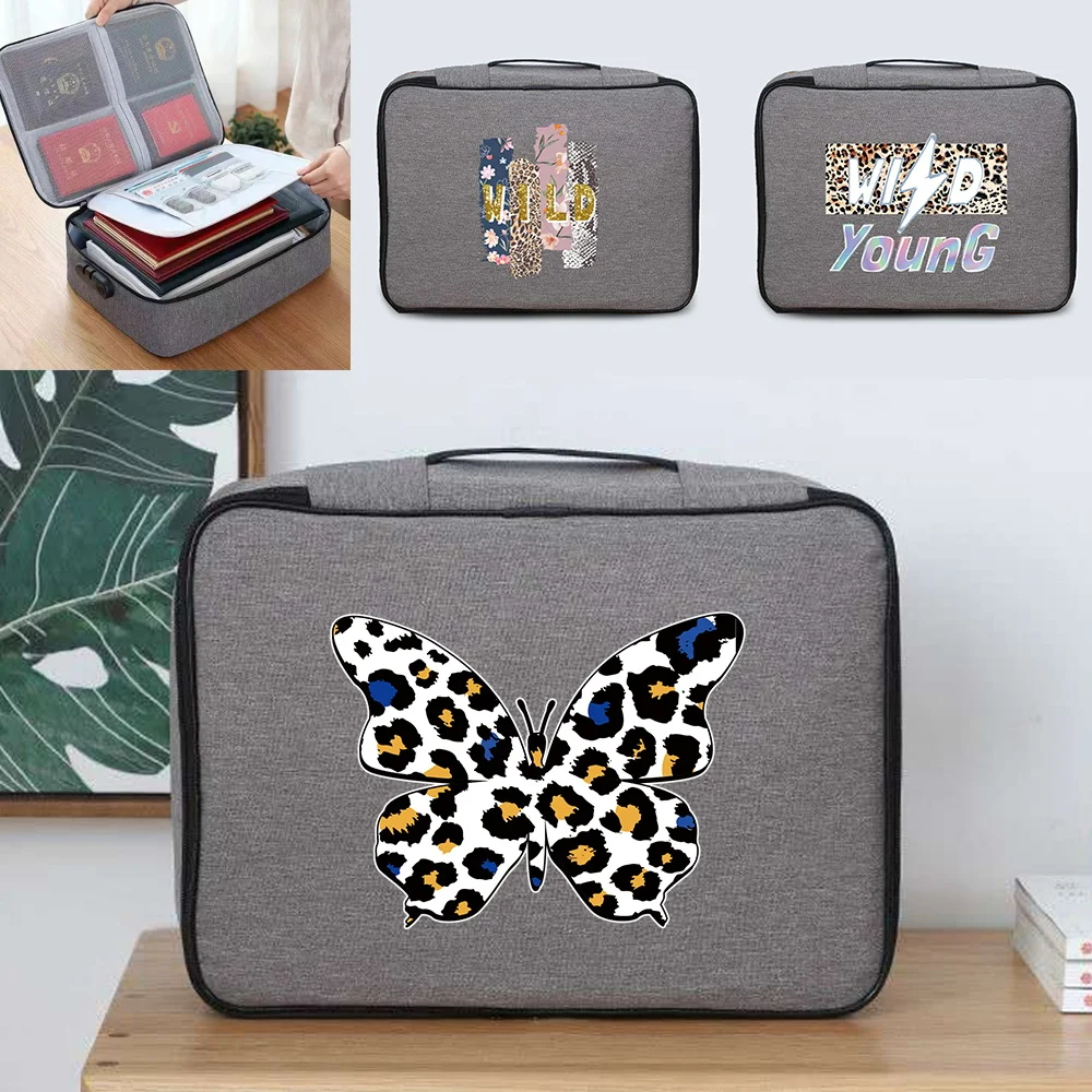 Men Briefcase Handbag Outdoor Travel Credentials Luggage Wallet Storage Bag Wild Print Women Waterproof Documents Organizer Case
