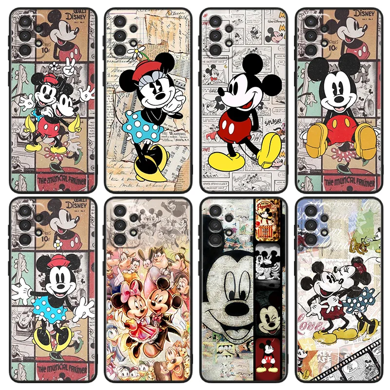 

Disney Retro Mickey Phone Case For Samsung A22S A22 A21S A14 A13 A12 A11 A04S E A03S A02S A01 Core Black Soft Cover