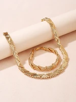 fashion brass copper plated gold plated jewelry set necklace bracelet ladies fashion accessories wedding party anniversary gifts