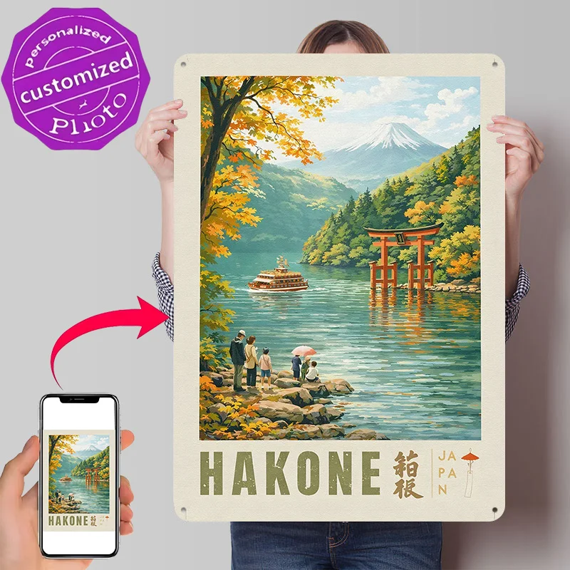 Фото Металлический постер Hakone Travel, идеальный подарок для фанатов и любителей, индивидуальная настенная металлическая табличка для украшения гостиной и спальни №1