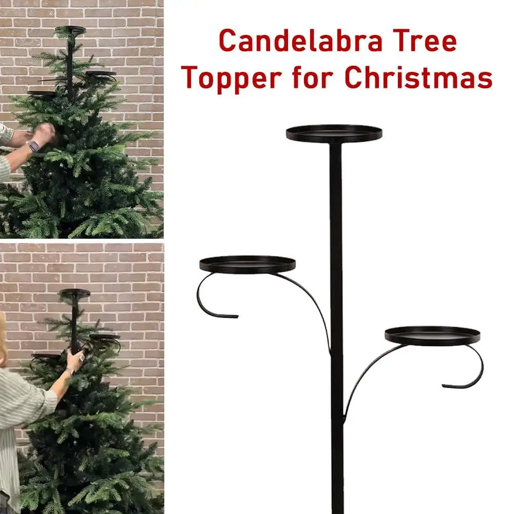 Украшение рождественского подноса черное тройное украшение для елки канделябр
