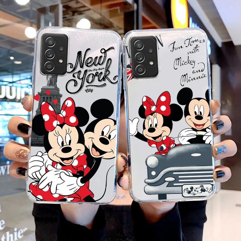 

Mickey Minnie London For Samsung Galaxy A04 A04E A42 A12 A02S A91 A81 A71 A51 A41 A31 Silicone Transparent Phone Case Coque Capa