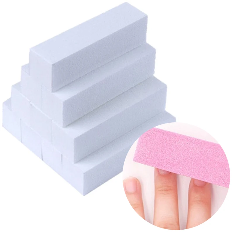

10Pcs Pink White Buffing Sanding Files Block Pedicure Manicure Care Sponge Nail Art Buffer Grindig Polishing No Hurt Tools