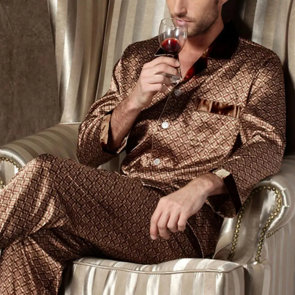 

Повседневный ночной комплект с воротником, комплект одежды для сна, винтажная ночная рубашка с рукавами, мужской Весенний костюм, Мужская О...