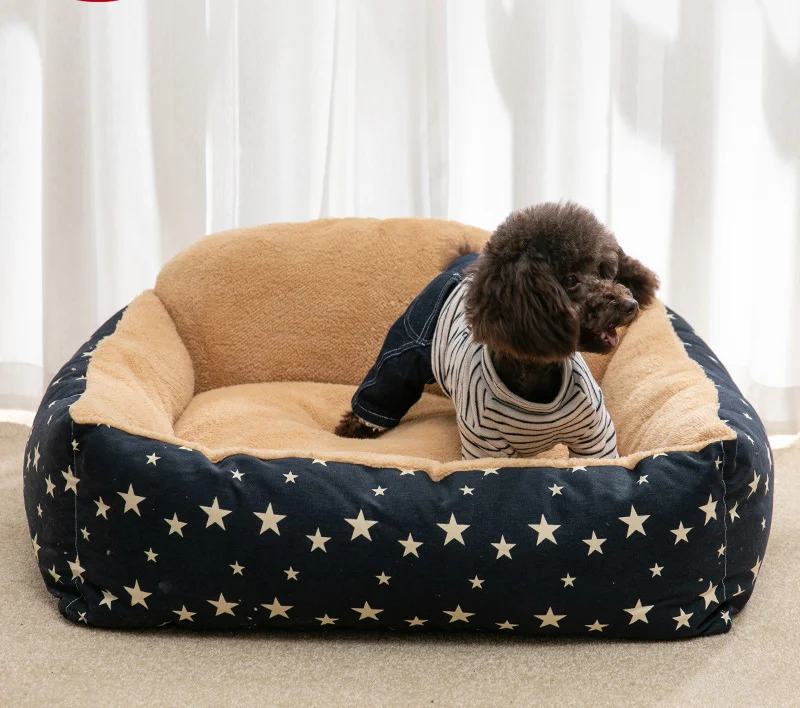

For Square Kennel Plus Velvet Warm Removable and Washable Medium-sized Dog Kennel Sleeping Pad Dog Couch Dog Beds
