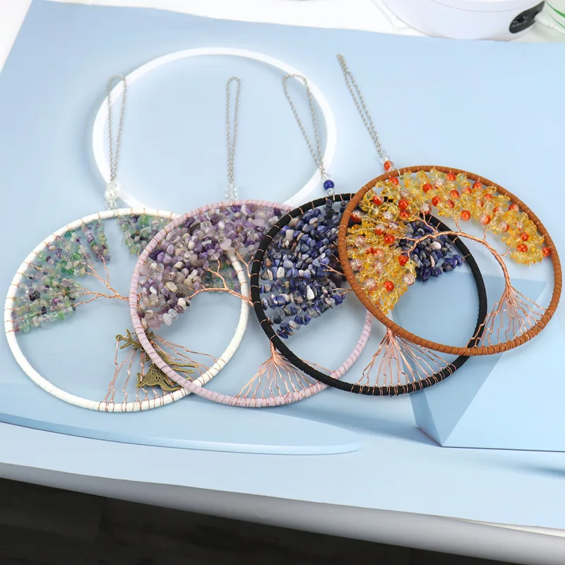 Handmade Gravel Life Tree Fortune Tree Wishing Tree Home Decoration Pendant Healthy Reiki Natural Rock Crystal Agate Ornament