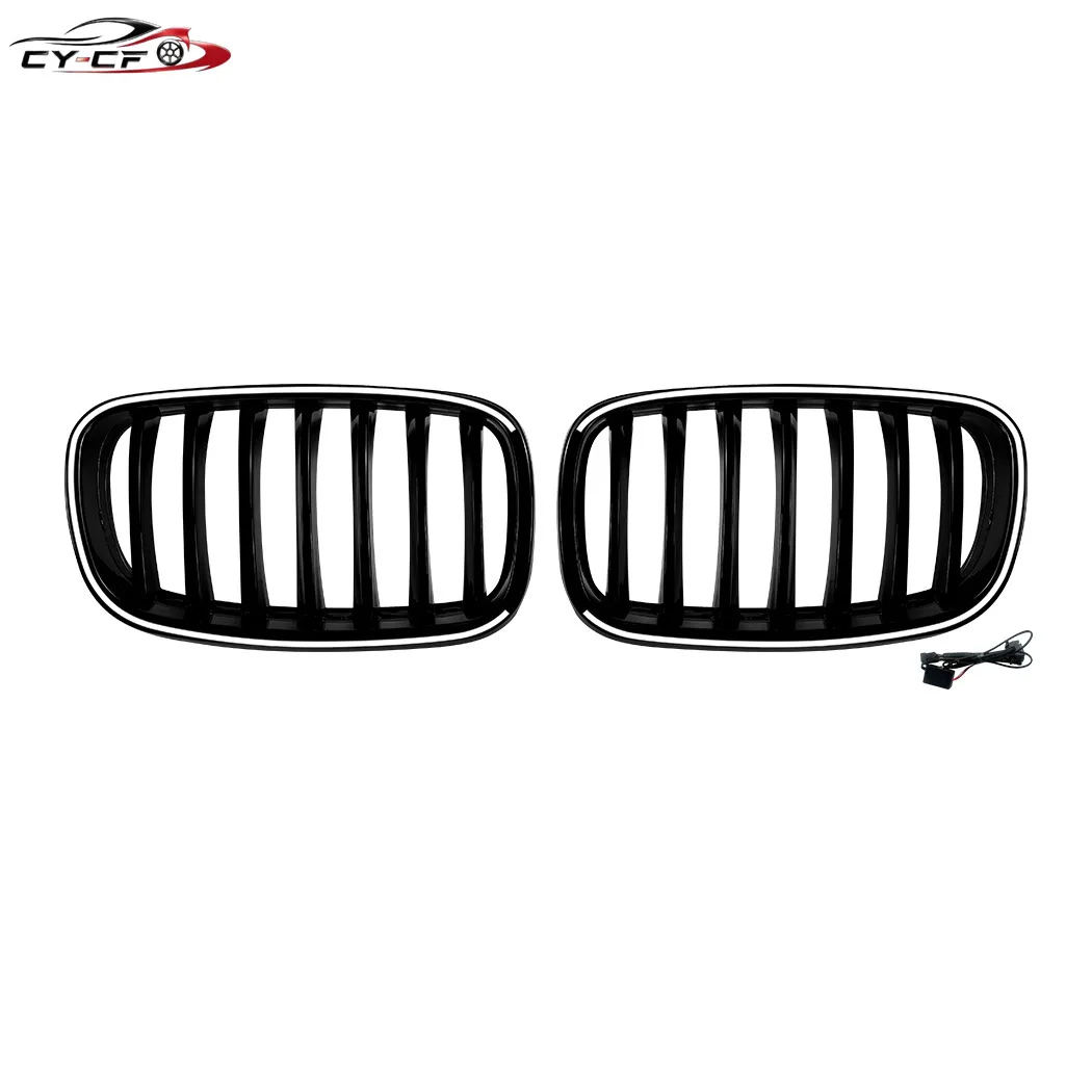 Для BMW X5 E70 X6 E71 2006-2013: Комплект для модификации кузова — передняя решетка воздухозаборника с LED-подсветкой, глянцевый черный цвет (art.: 3920dafccbb8f) - 3920dafccbb8f