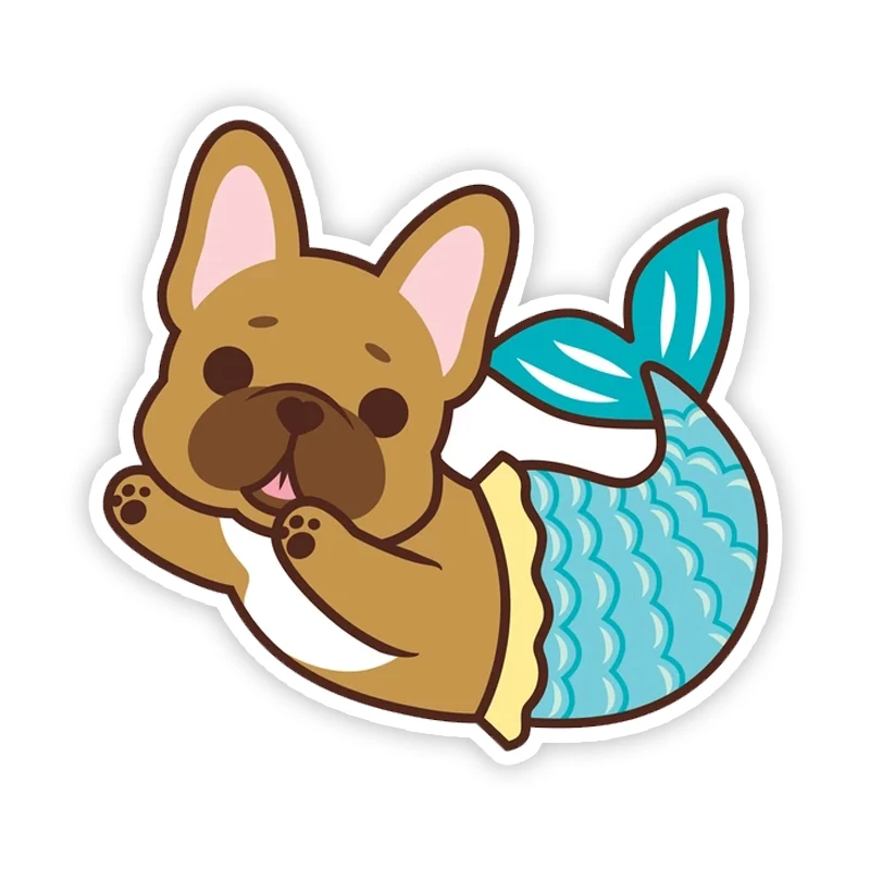 

A0144# 13CM 17CM Self-Adhesive Decal French Bulldog Mermaid Car Sticker Waterproof Auto Decors on Bumper Rear Window Laptop