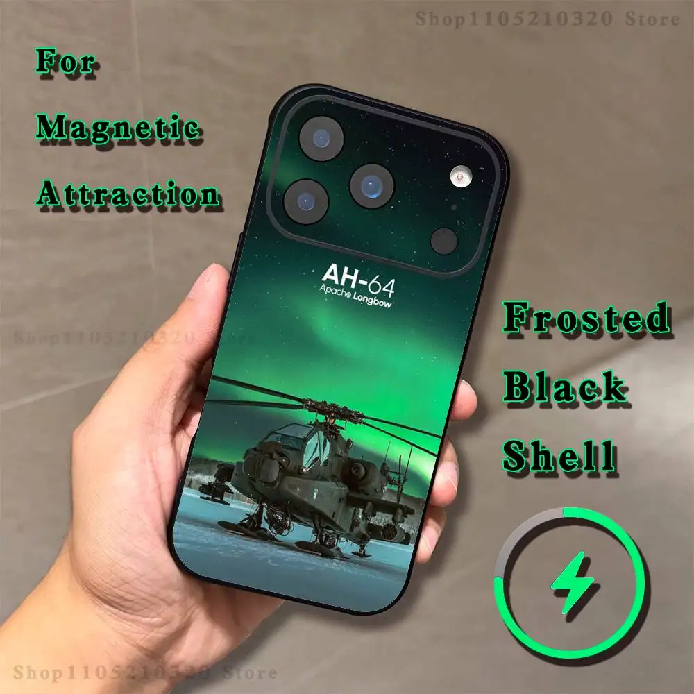 Чехол для телефона A-Apache AH-64 для iPhone 17, 16, 15, 14, 13, 12, 11, Pro, Max, Plus, E, Air, Mini, магнитный, с поддержкой MagSafe, матовый (art.: 3920db5bc7708) - 3920db5bc7708