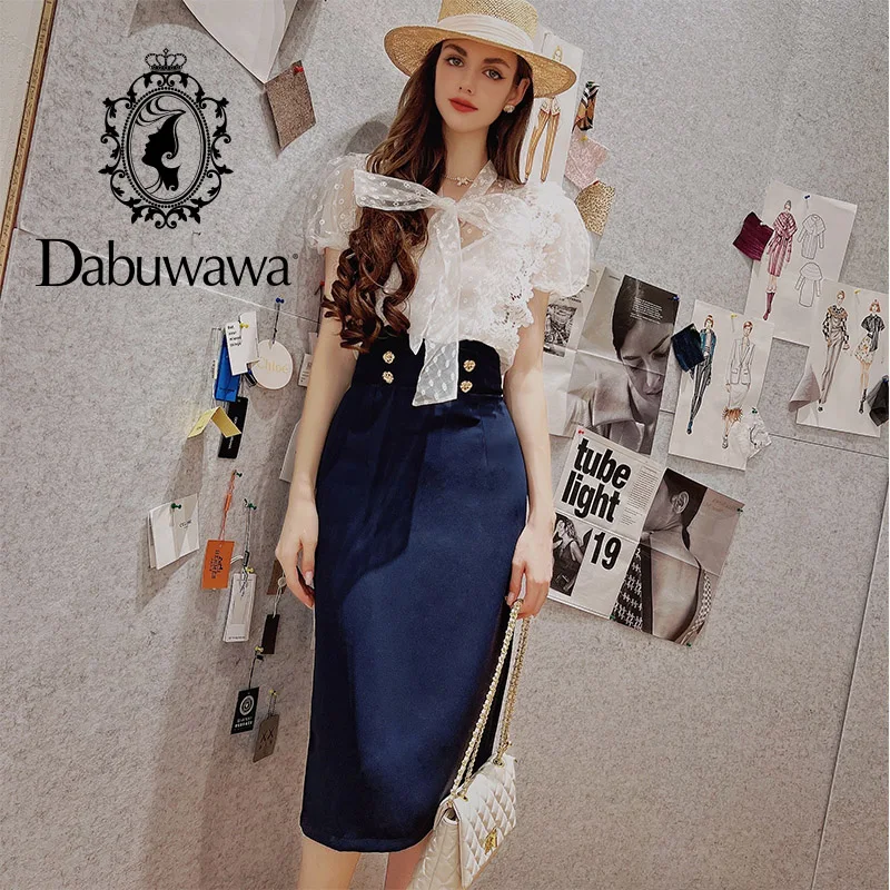 

Dabuwawa Casual button skirt women Casual a-line soft ladies midi skirt bottom solid summer Holiday DF1BSK031