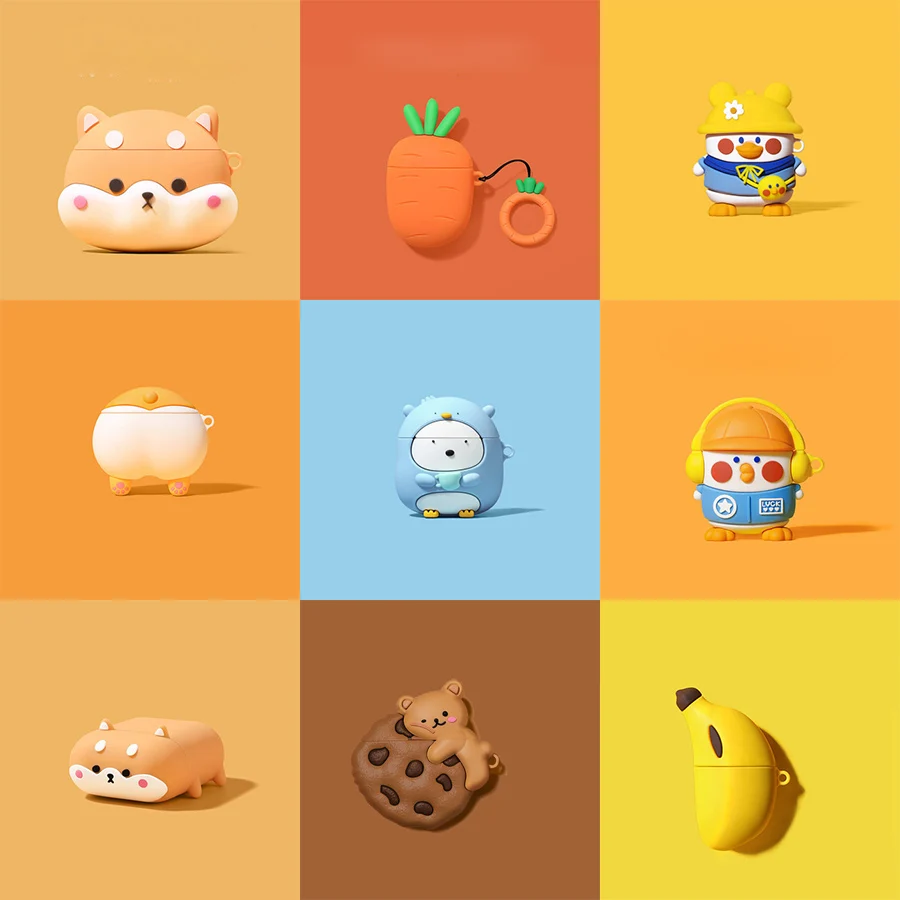 

3D Cartoon Cute Earphone Case For AirPod 2 1 case Silicone Charging Headphones Case for airpods case Protective soft Cover Box