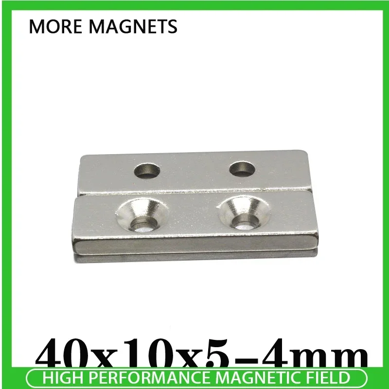2/5/10/15/20/30 шт. 40x10x5-4 мм мощный магнитный 2 отверстия сильный квадратный NdFeB