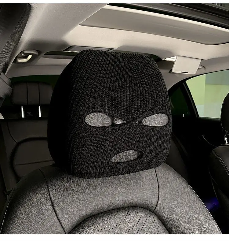 

Подголовник автокресла с 3-мя отверстиями, полнолицевой чехол, лыжная маска, шляпа, защита от пыли, сиденье, забавный чехол на подголовник автомобиля, аксессуары для интерьера