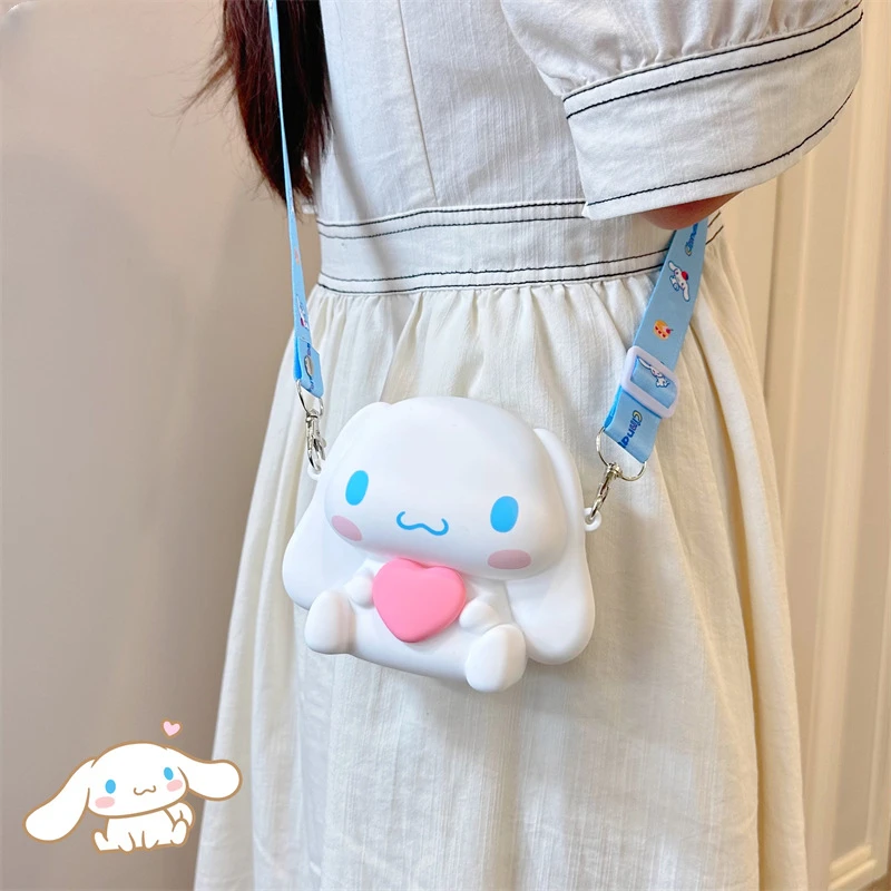 

Sanrio Cinnamoroll сумка через плечо Аниме Кошелек для монет кавайная Милая Мини сумка для хранения сумка для телефона мультяшный силиконовый кошелек сумка через плечо