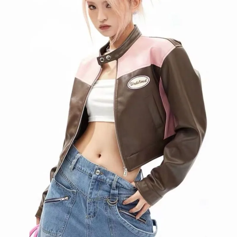 

Женская куртка на молнии с длинным рукавом и воротником-стойкой