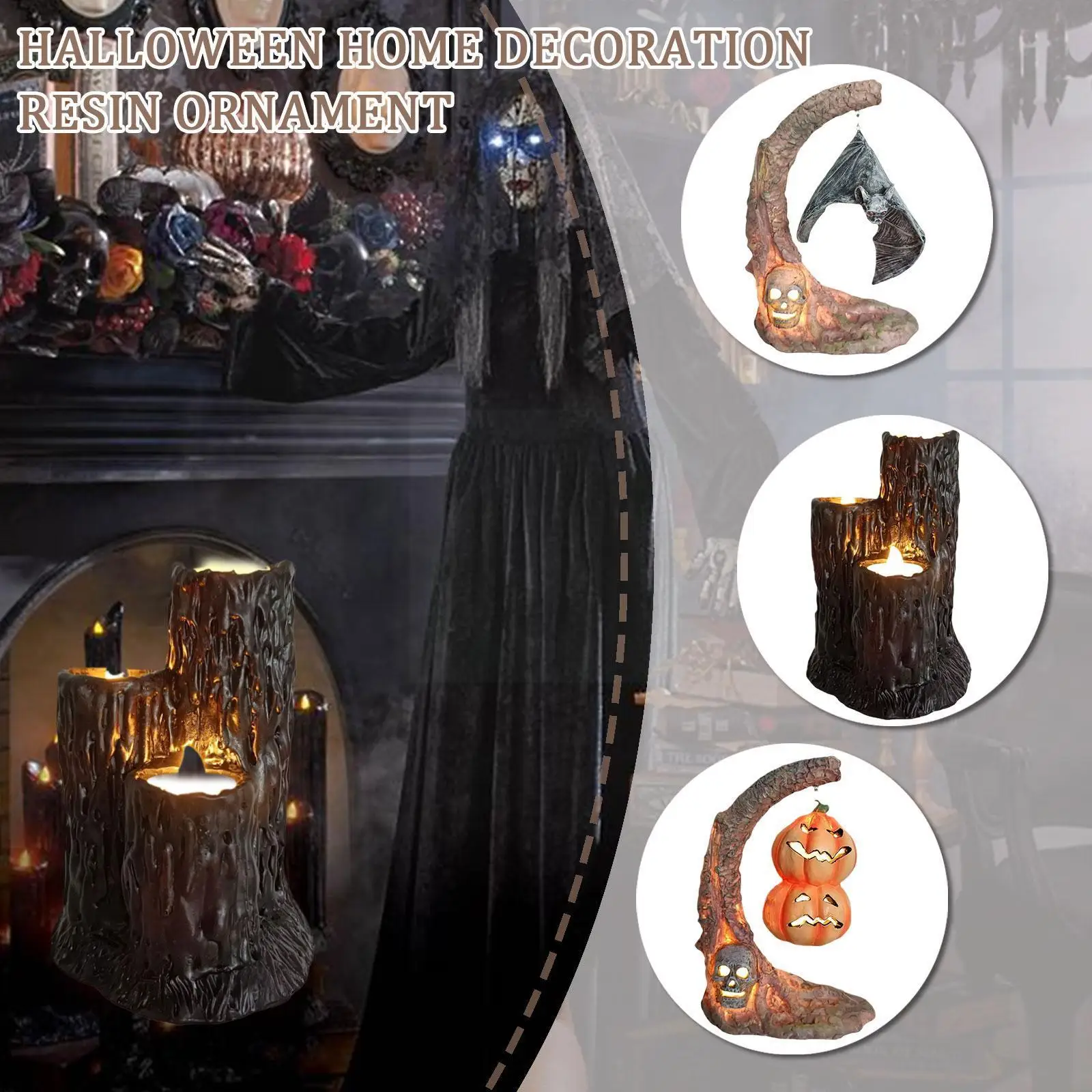 

Halloween Pumpkin Bat Melting Candle Cluster Black Candle Ornaments Lava Resin 2022 Decoration Halloween Decor Home K7O4