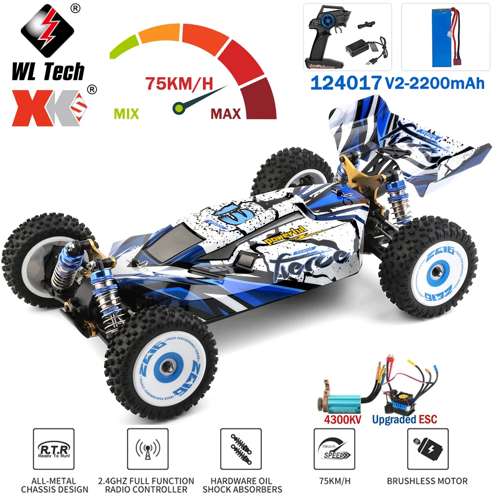 

WLtoys 124016 v2 124017 v2 RC Car 75KM/H 2.4G Brushless 4WD Electric High Speed Off-Road Drift Toys For Children Adults