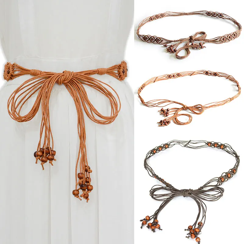 

New Ladies Belts Fashion National Style Hollow Tassel Tie Strap Waist Chain Women's Waistband Dress Accessories Bohemian Style