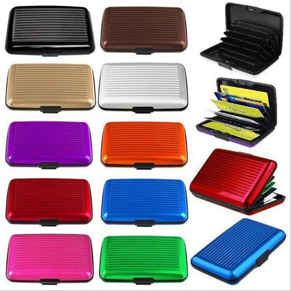 

Men Aluminum Bank Card Holder Blocking Hard Case Wallet Solid Credit Card Anti-RFID Scanning Protect Card Holder