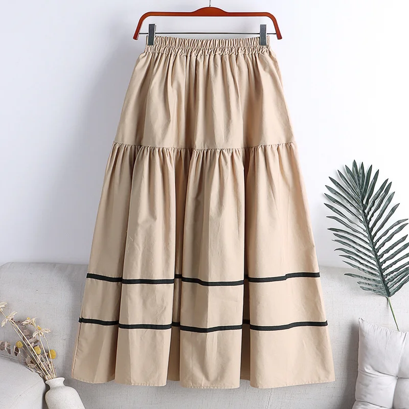 

Весенняя Лоскутная длинная хлопковая юбка в стиле бохо, длинные юбки-трапеции контрастных цветов до середины икры с эластичным поясом