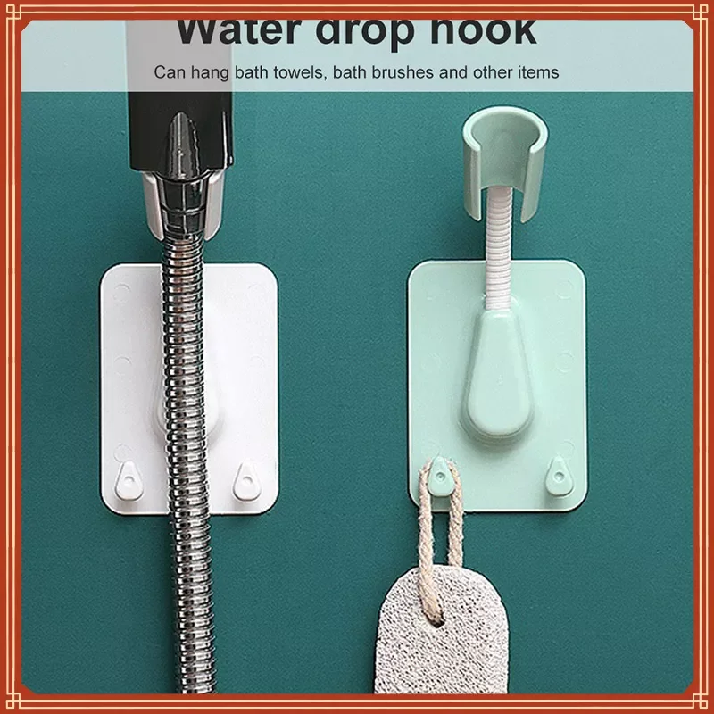 

NEW IN Shower Head Holder Adjustable Self-Adhesive Showerhead Bracket Wall Mount With 2 Hooks Stand SPA Bathroom ABS 1pc