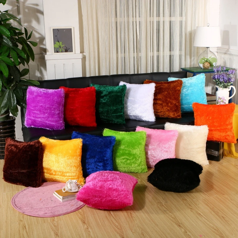 

New Plush Velvet Fur Fluffy Sofa Pillow Soft Cushion Cover Pillow Case Nordic Home Decoration Tools Pillow Cover 40*40