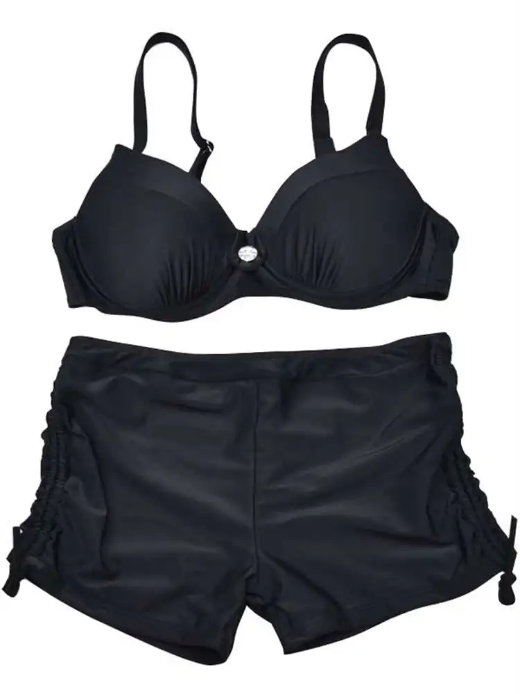 Новинка размера плюс женский купальный костюм Раздельный танкини с Пуш-Ап