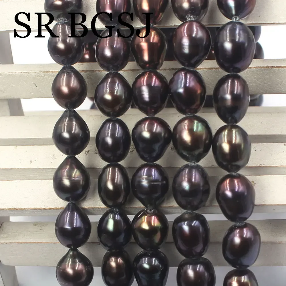 10-11 мм 14 дюймов черный натуральный пресноводный жемчуг рис изготовление