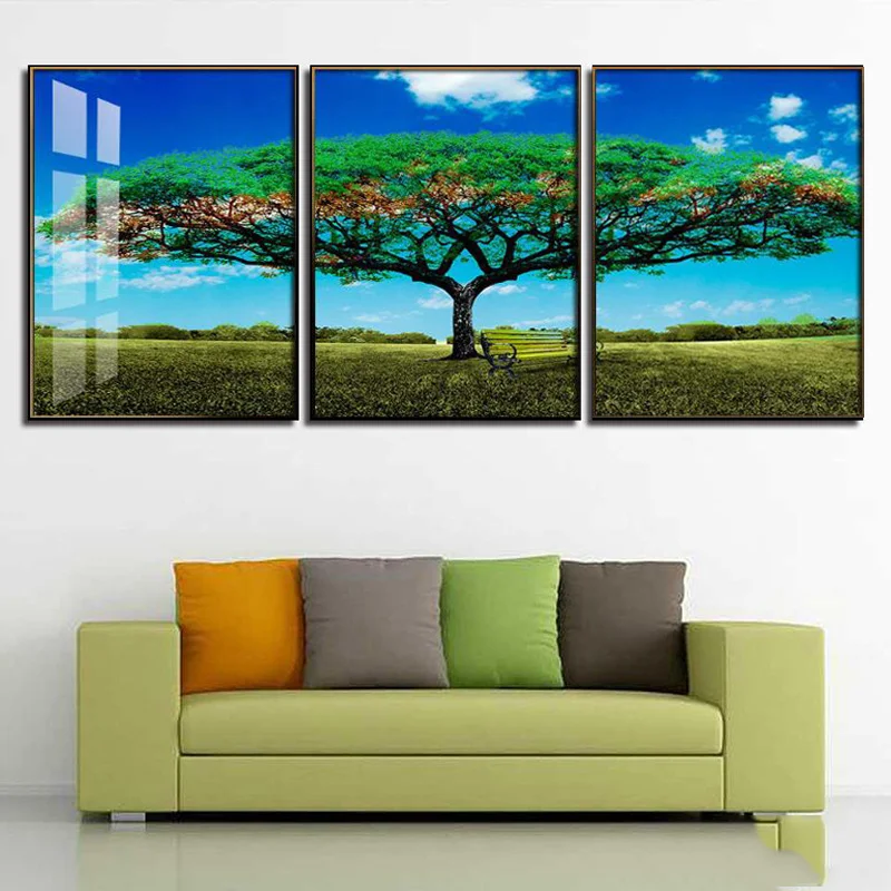 

Blue Sky Green Tree Landscape Canvas Painting Posters and Prints Wall Art Pictures Bedroom Living Room Home Decor No Frame