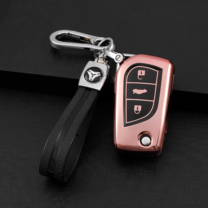 

Soft TPU Car Flip Key Case Cover Bag Keychain Protector for Toyota Auris Avensis Aygo Corolla Yaris Camry RAV4 Verso Scion