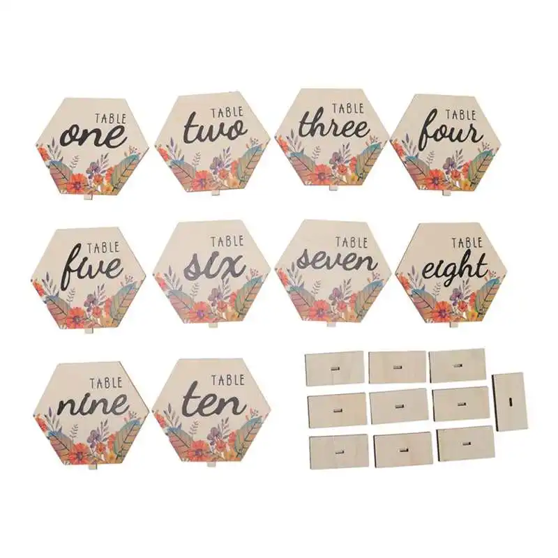 

10 шт., деревянные Свадебные настольные открытки с цифрами