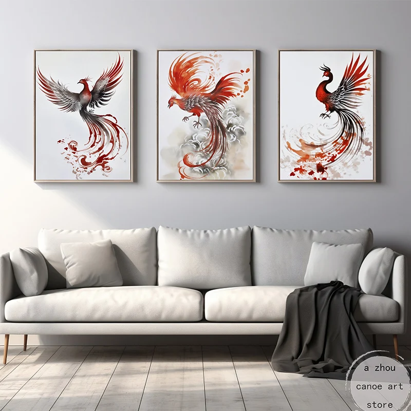 Традиционный абстрактный китайский фэн-шуй Феникс животное картина настенная