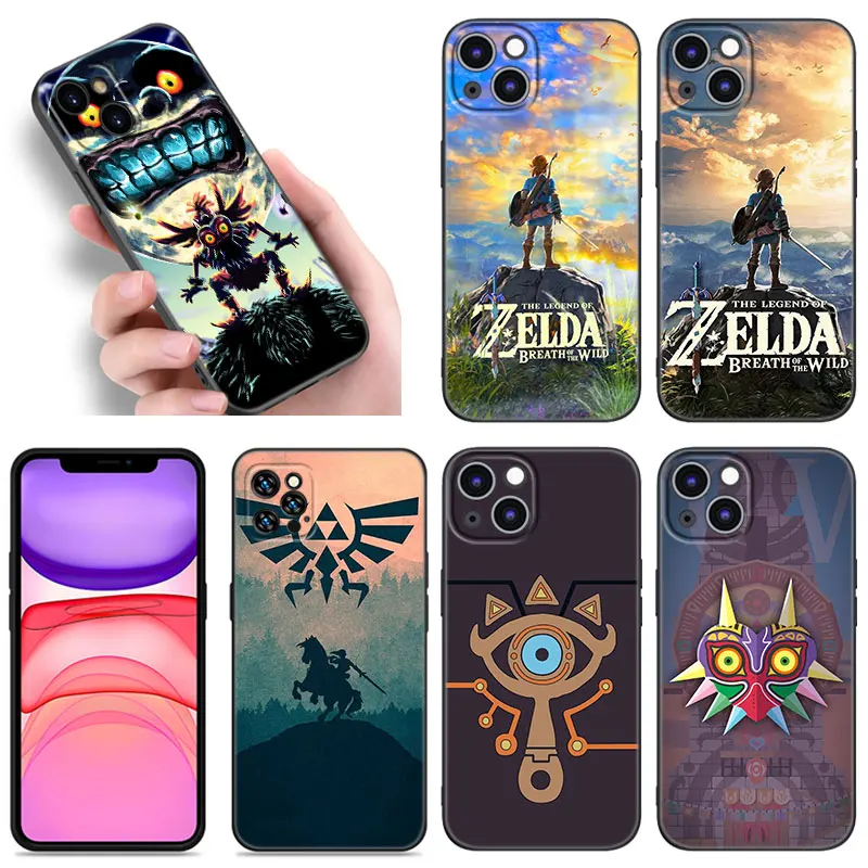 Черный силиконовый чехол Z-Zeldas для Apple iPhone 12 13 Mini 11 14 15 Pro Max 7 8 Plus X XR XS SE 2020 2022